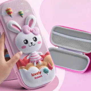 Pink Rabbit 2‑Layer 3D Pencil Case