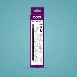 Goal Black Matt Pencil 2B – Real Wood Graphite Pencil (12pcs)