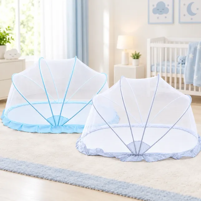 Foldable Baby Mosquito Net – Portable Pop-Up Dome Net with Ruffle Edge for Baby Bed & Cot