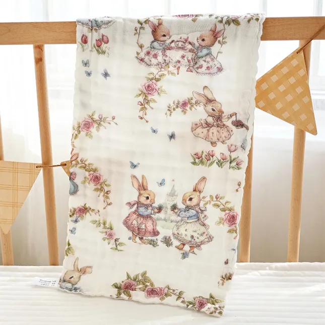 Rabbit Rose Garden Baby Muslin Towel