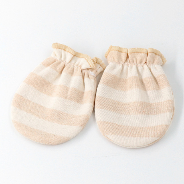 Baby Anti-Scratch & Anti-Bite Gloves (Mittens) — Brown Stripes
