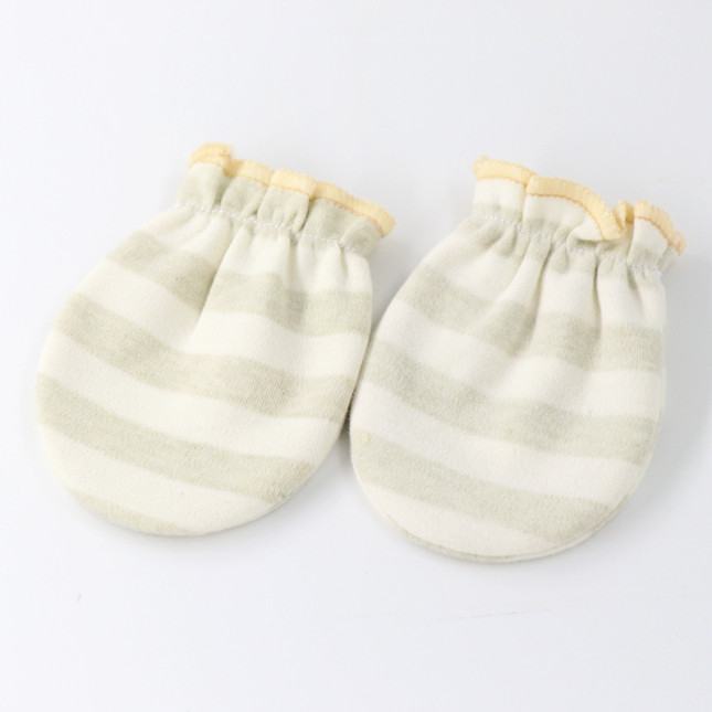 Baby Anti-Scratch & Anti-Bite Gloves (Mittens) — Green Stripes