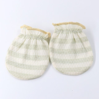 Baby Anti-Scratch & Anti-Bite Gloves (Mittens) — Green Stripes (Mesh)