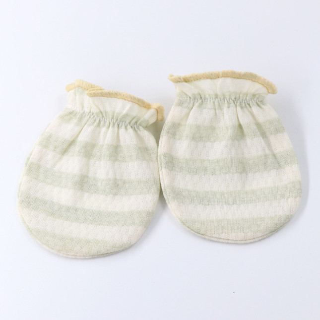 Baby Anti-Scratch & Anti-Bite Gloves (Mittens) — Green Stripes (Mesh)