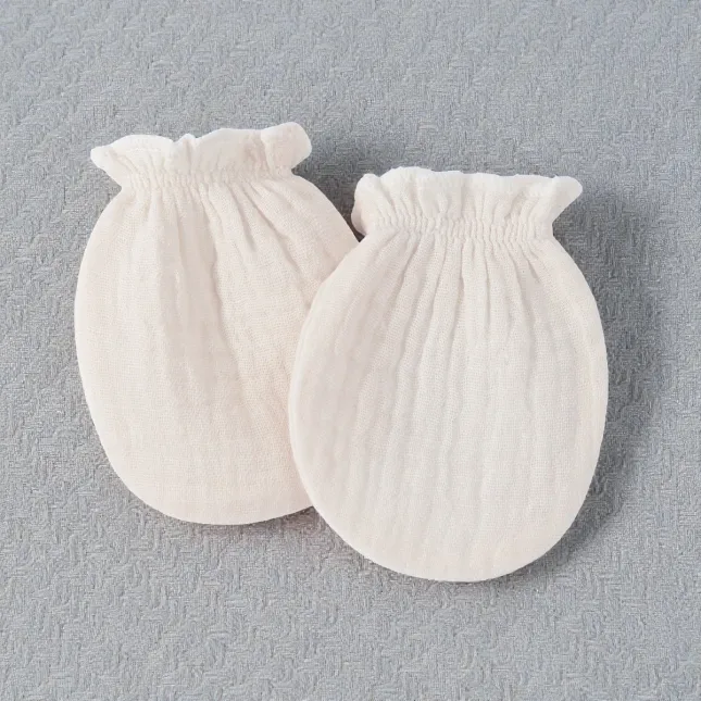 Breathable Anti-Scratch Baby Gloves (Gauze) – Beige | S & M