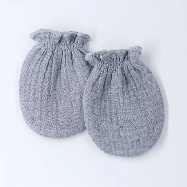 Breathable Anti-Scratch Baby Gloves (Gauze) – Grey | S & M