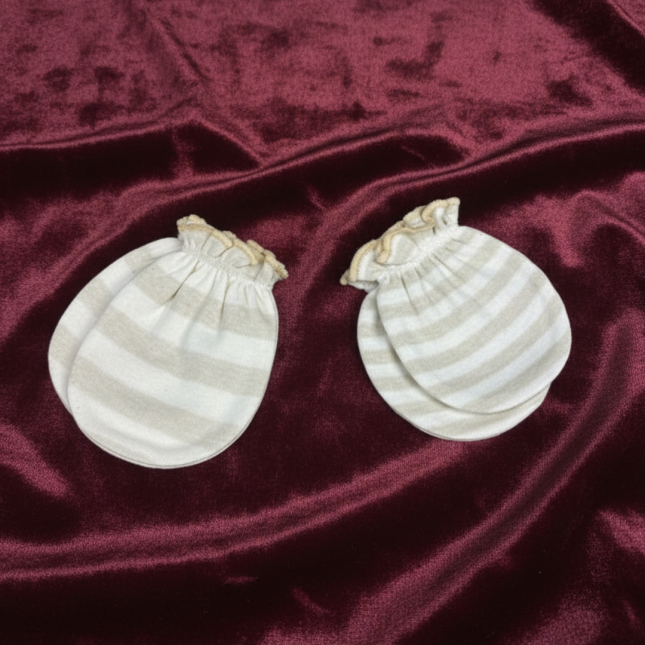 Baby Anti-Scratch & Anti-Bite Gloves (Mittens) — Green Stripes