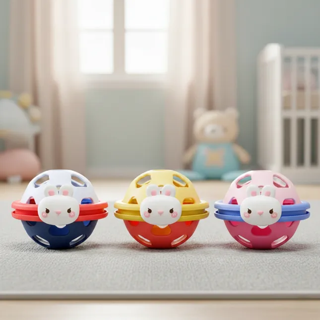 Soft Rubber Sensory Hand Ball - Flexible Teether & Rattle