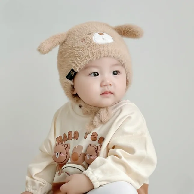 Little Raccoon Winter Hat for Toddlers (0-12months) – Coffee