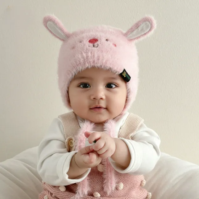 Bunny Winter Hat for Toddler (0-12months)– Pink