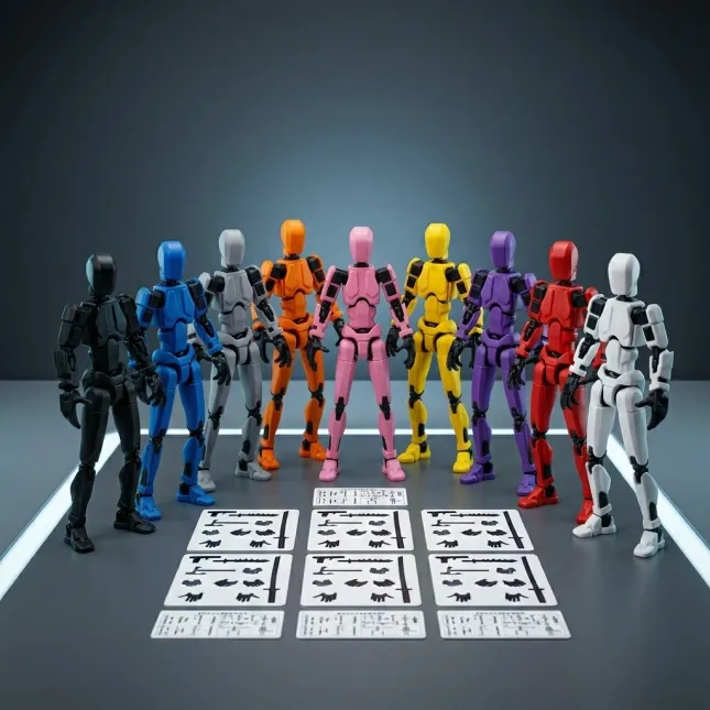 T13 Articulated Action Figure - Multi-Jointed Movable Robot Dummy with Weapons