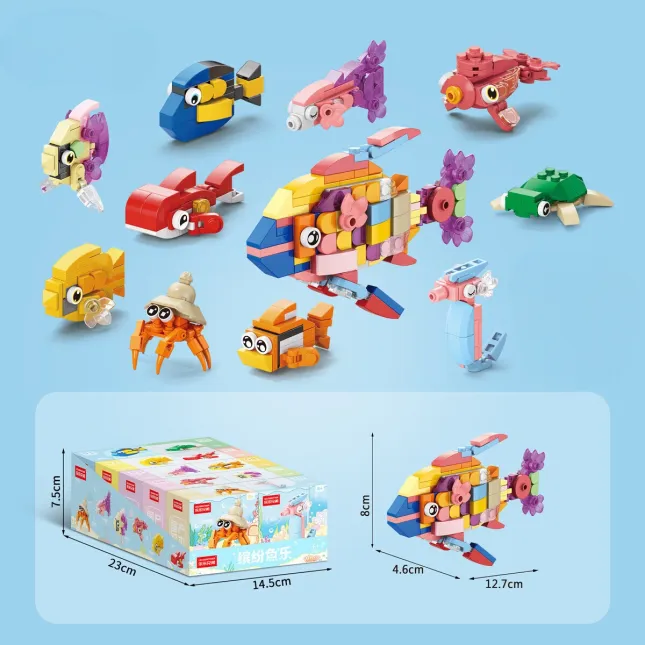 10-in-1 Colorful Fish Building Blocks Set (305 Pcs)