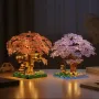 Cherry Blossom Tree House Mini Building Blocks with LED Light | Sakura Micro Brick Night Lamp