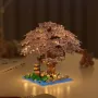 Cherry Blossom Tree House Mini Building Blocks with LED Light | Sakura Micro Brick Night Lamp
