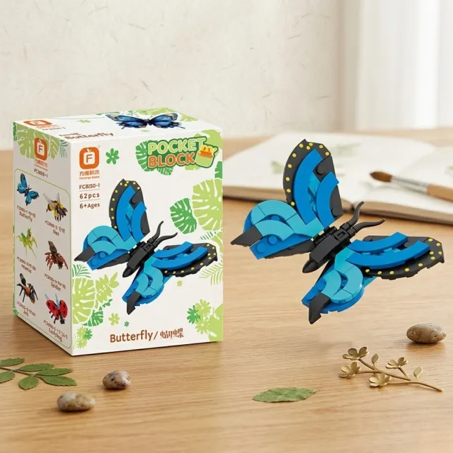 Pocket Block Insect TINY – Butterfly Building Block Toy Set | 62 Pcs