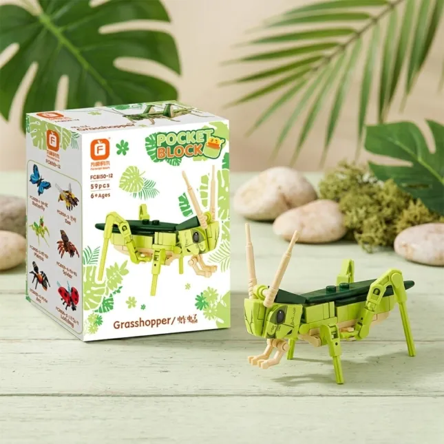 Pocket Block Insect TINY – Grasshopper Building Block Toy Set | 59 Pcs